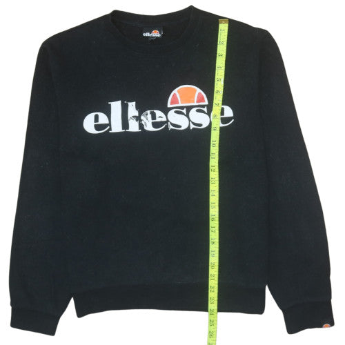 Ellesse Womens Black Crew Neck Pullover Sweatshirt UK 14 Cotton Blend