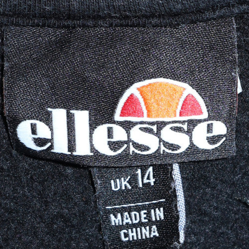 Ellesse Womens Black Crew Neck Pullover Sweatshirt UK 14 Cotton Blend