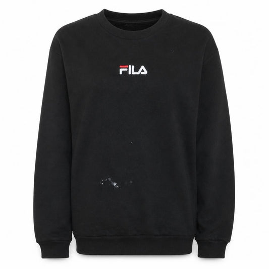 Fila Womens Black Small Pullover Sweatshirt Cotton Blend Logo