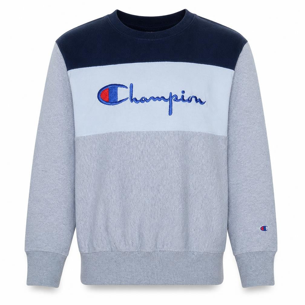 Champion Men's Grey Reverse Weave Embroidered Logo Sweatshirt Large