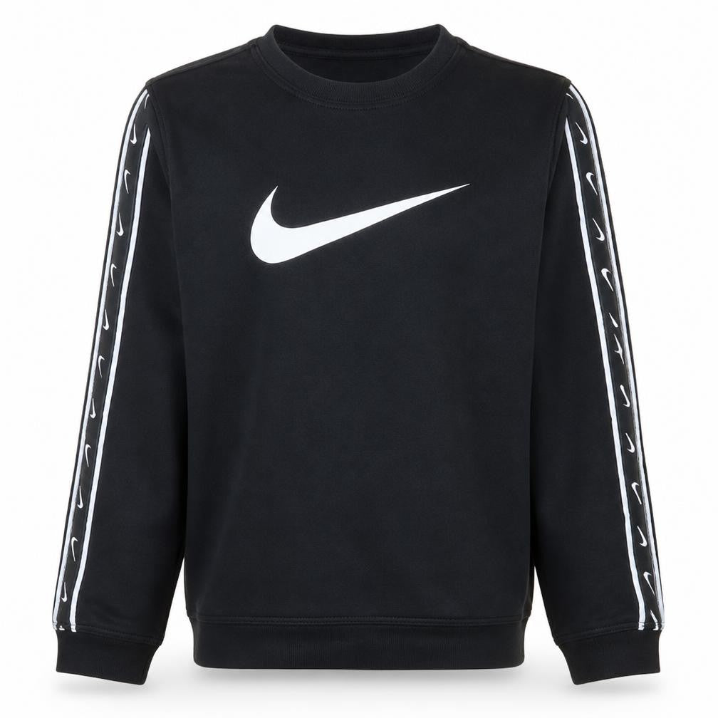 Front view of Nike boys’ black xl pullover sweatshirt with logo detail