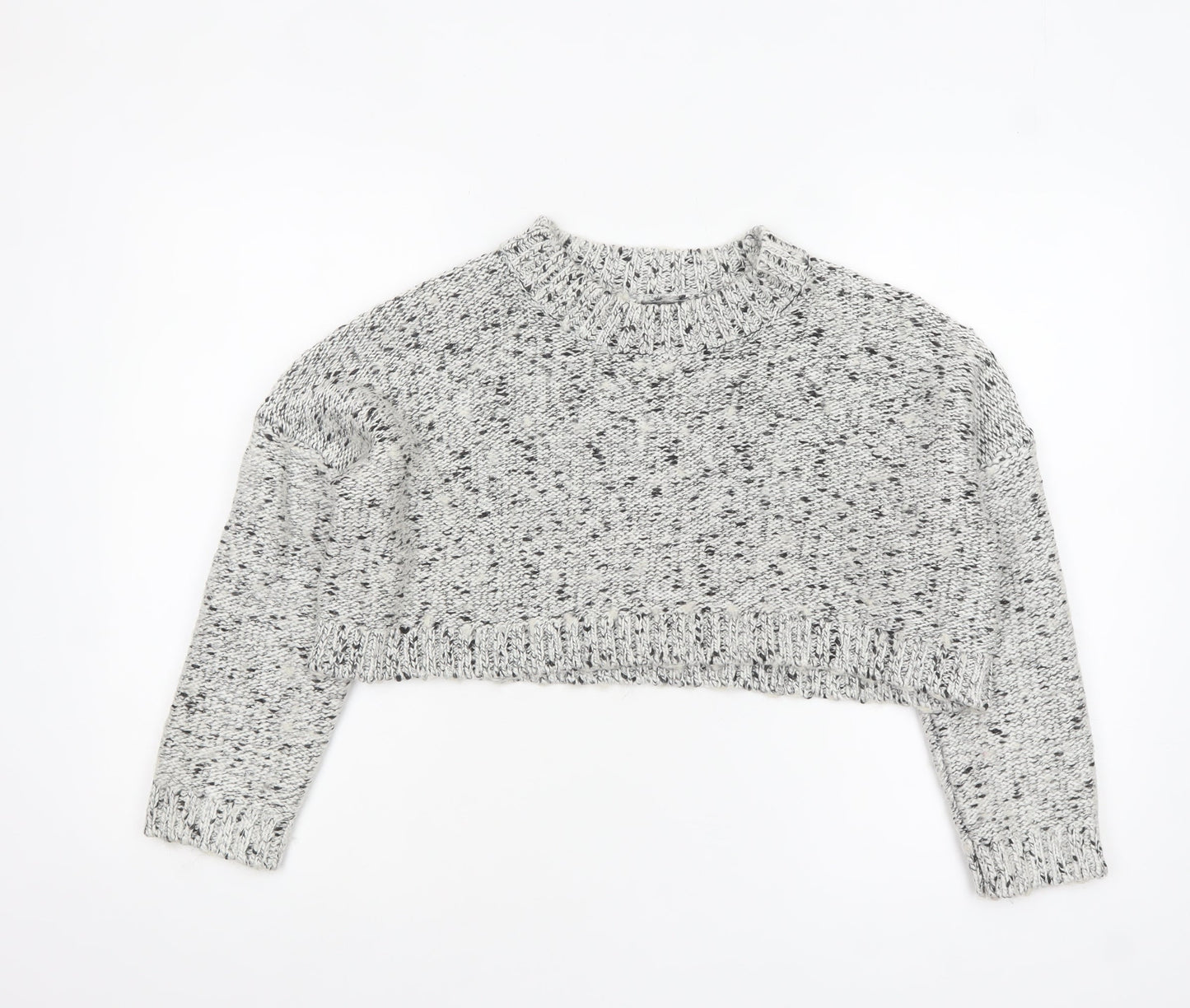 Missguided Womens Grey Chunky Knit Cropped Jumper Size 8