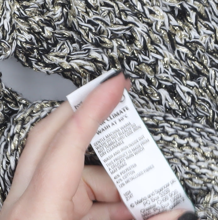 Marks and Spencer Women Grey Open-Knit Long Sleeve Jumper XS