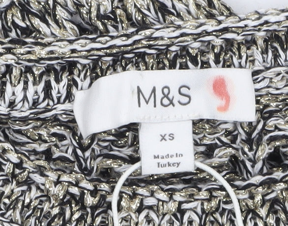 Marks and Spencer Women Grey Open-Knit Long Sleeve Jumper XS