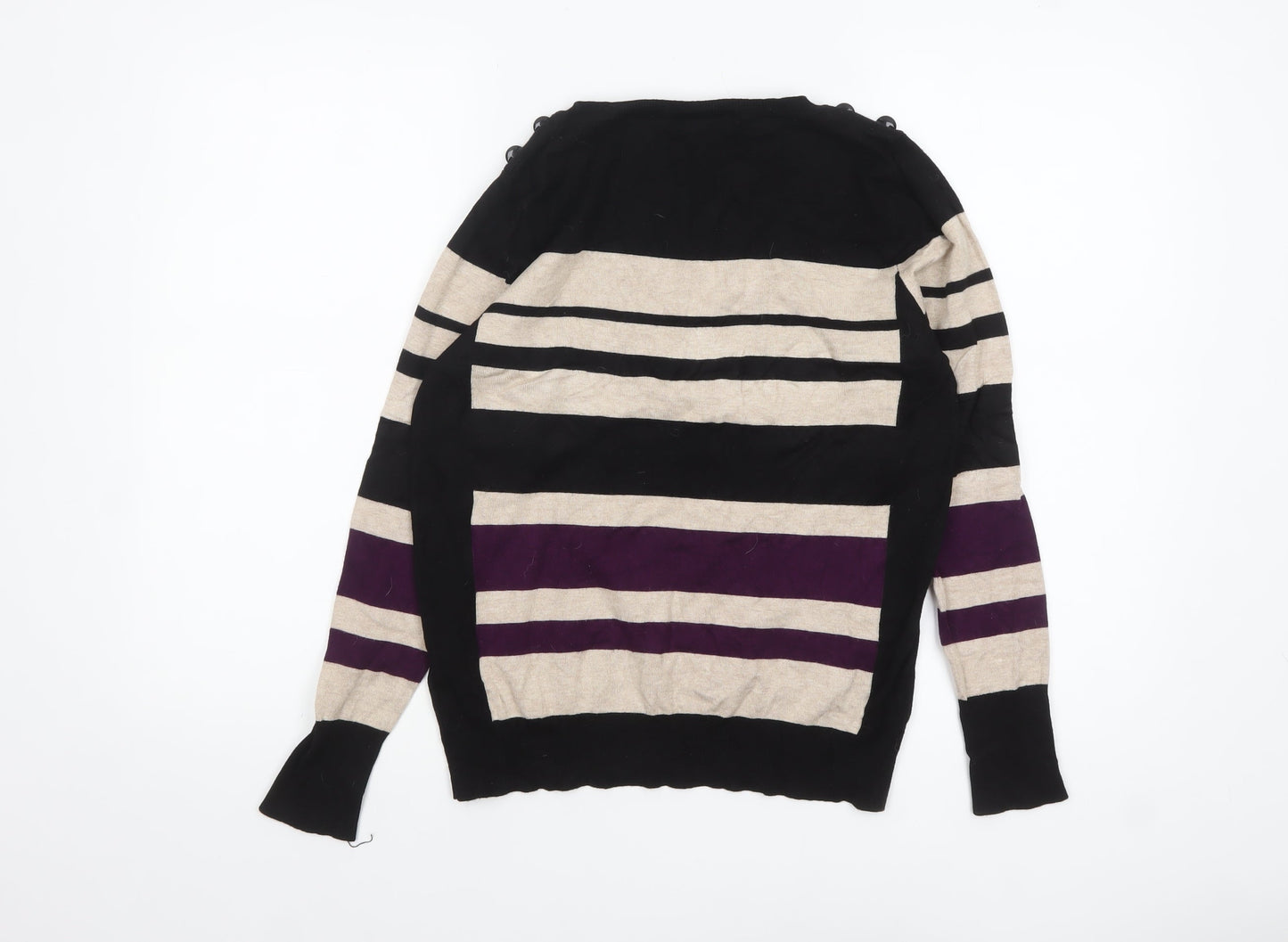 Wallis Women’s Black Stripe Long Sleeve Knit Jumper Size 12
