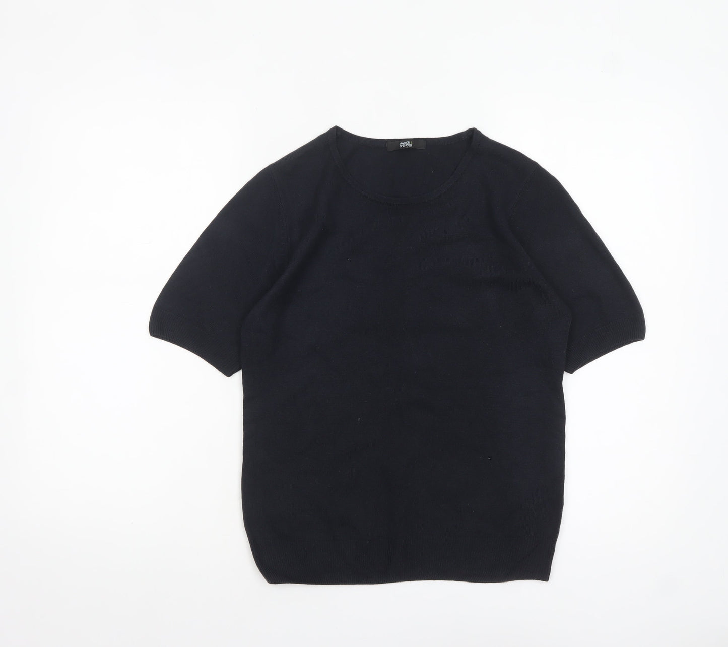 Marks and Spencer Women Blue Size 10 Short Sleeve Knit Jumper