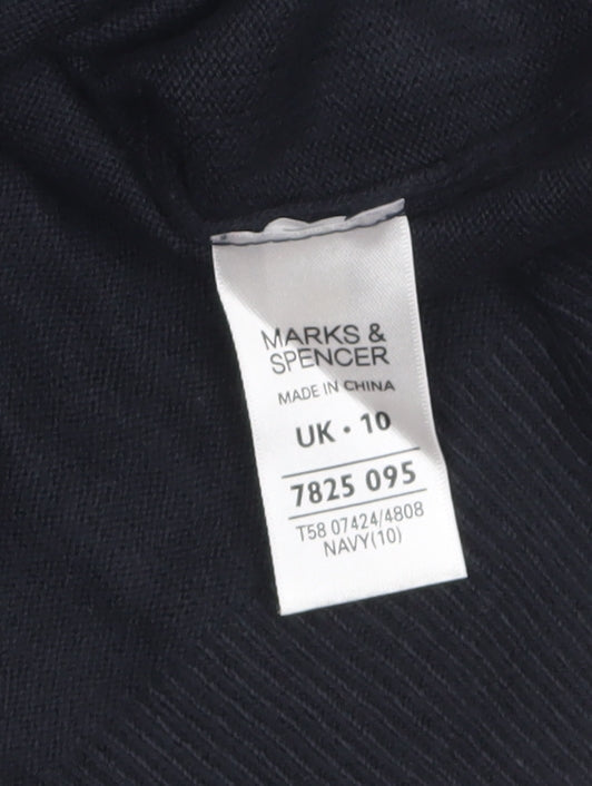 Marks and Spencer Women Blue Size 10 Short Sleeve Knit Jumper