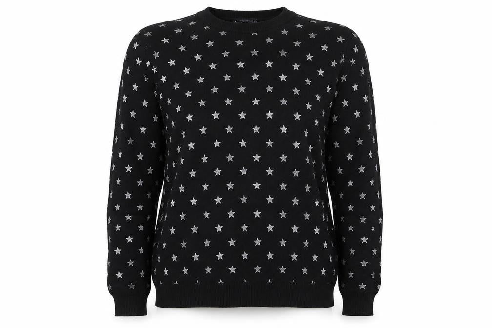 Marks and Spencer Womens Black Star Print Knit Jumper Size 10