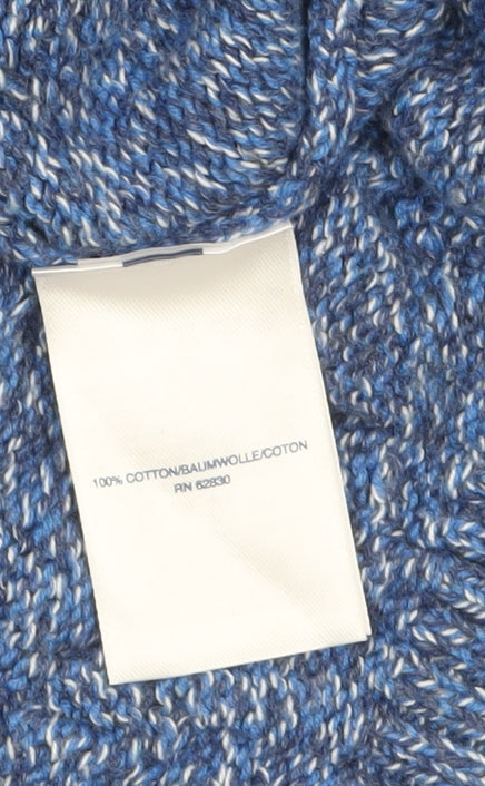 Lands' End Women's Blue Cable-Knit Cotton Jumper Size M