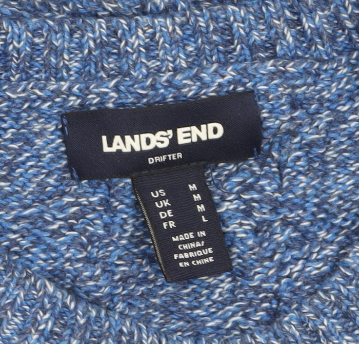 Lands' End Women's Blue Cable-Knit Cotton Jumper Size M