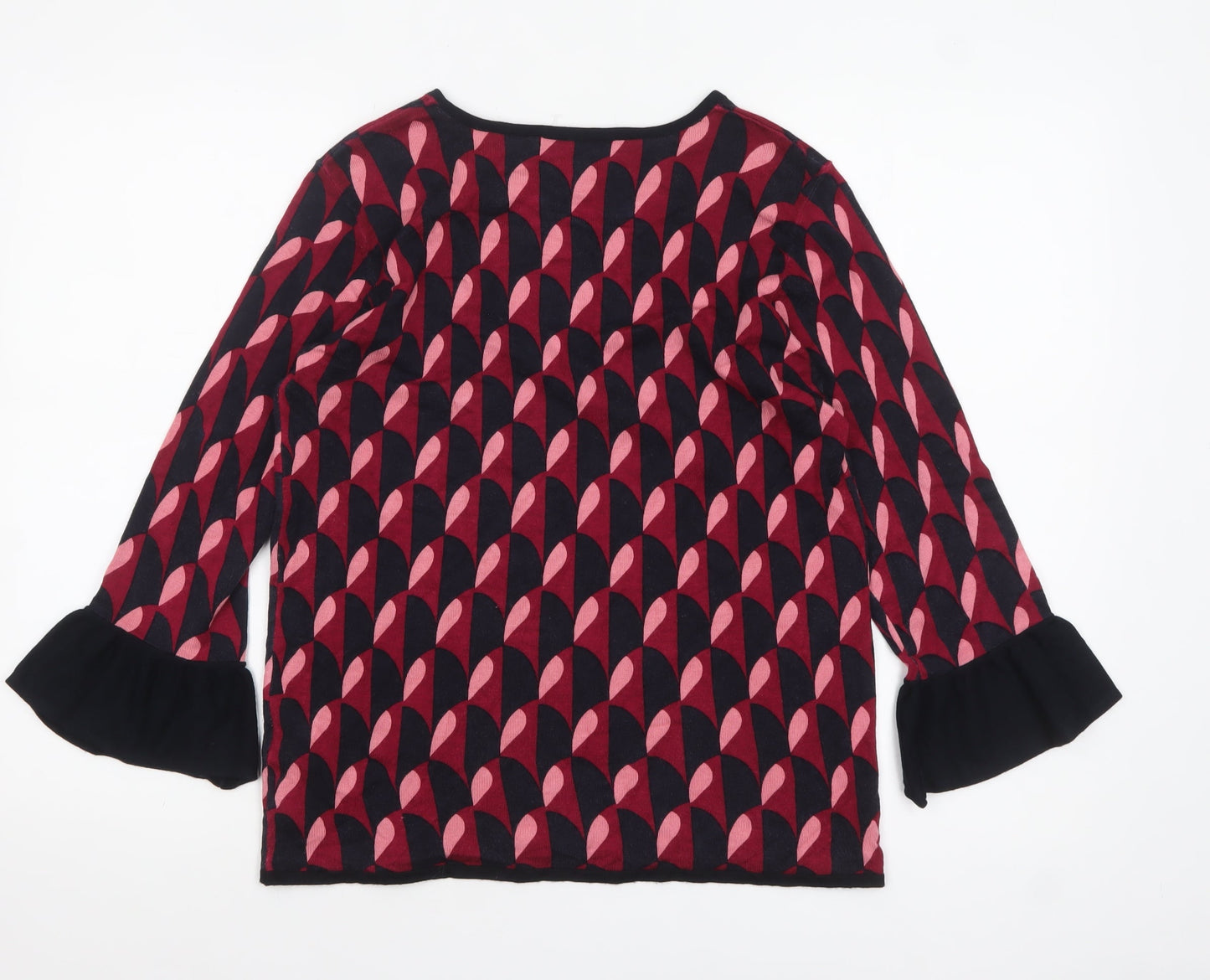 Principles by Ben de Lisi Women’s Multicoloured Size 12 Geometric Ruffle Sleeve Jumper