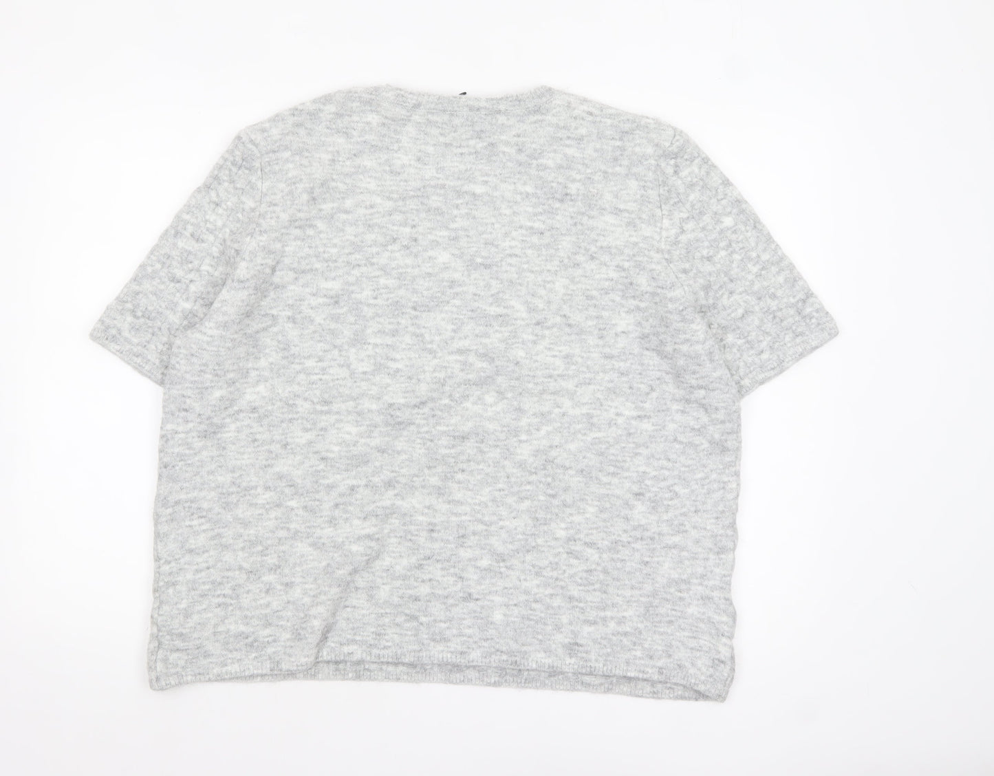 Marks and Spencer Womens Grey Beaded Short Sleeve Knit Jumper XL