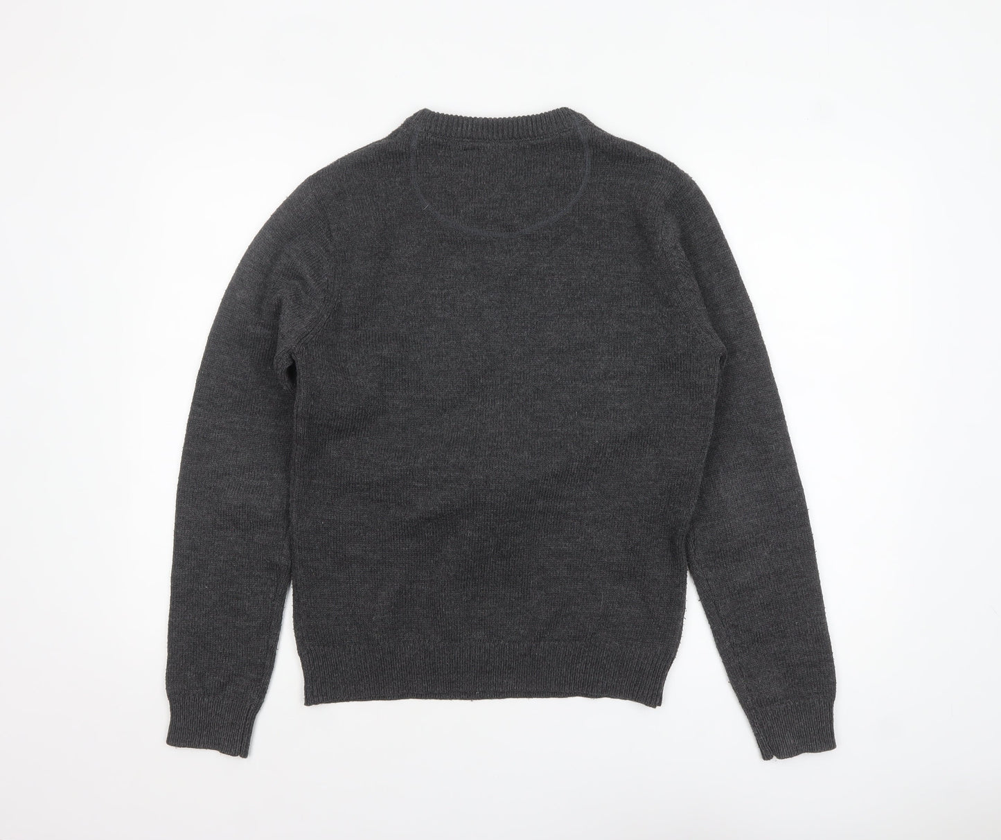 New Look Men Grey Reindeer Christmas Crew Neck Jumper Medium