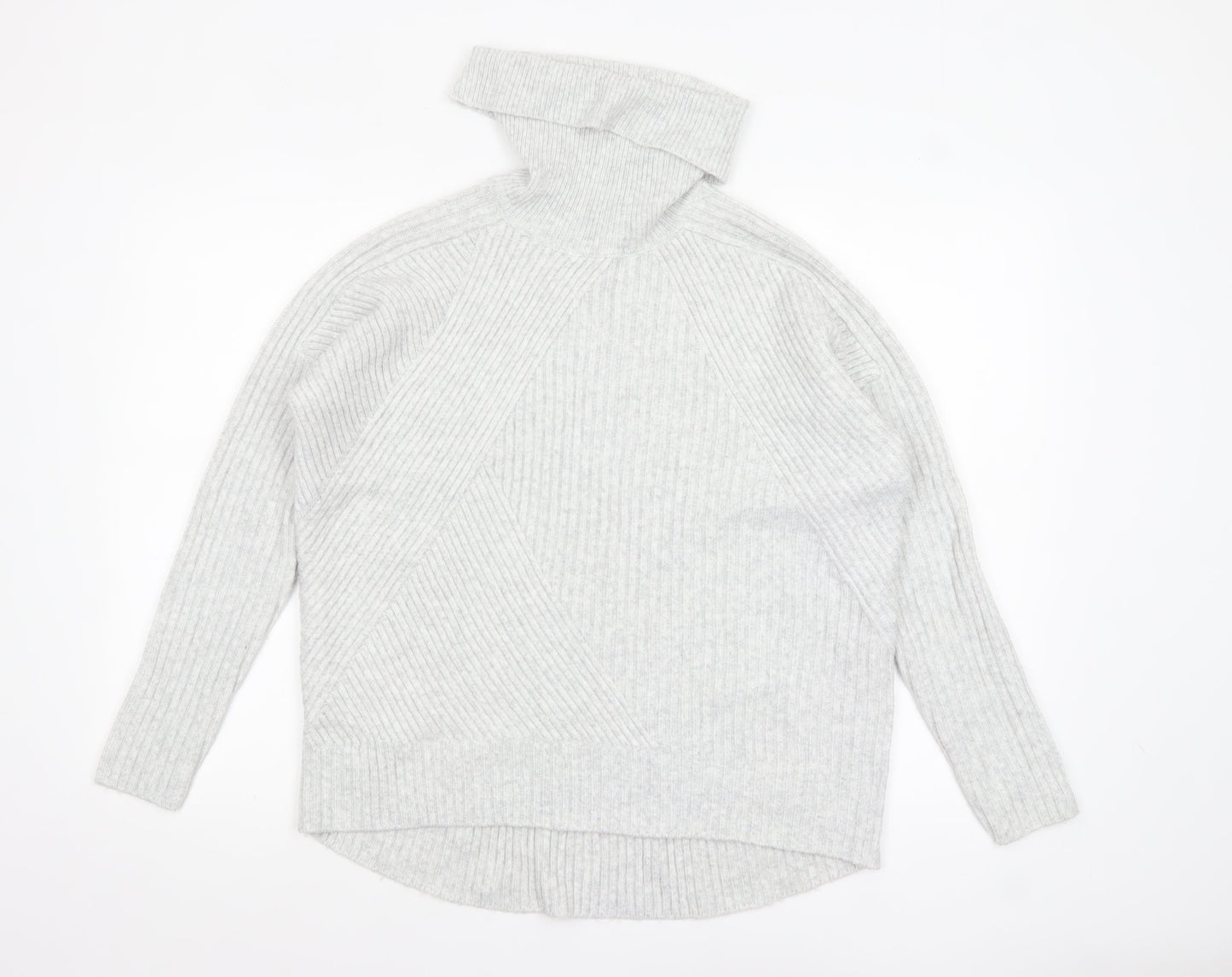 Mint Velvet Women's Grey Roll Neck Rib Knit Jumper Size S