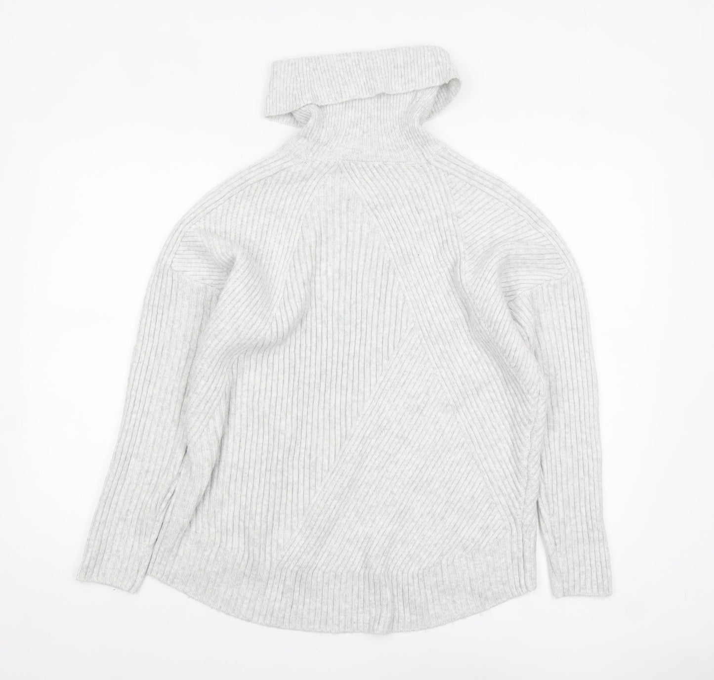 Mint Velvet Women's Grey Roll Neck Rib Knit Jumper Size S