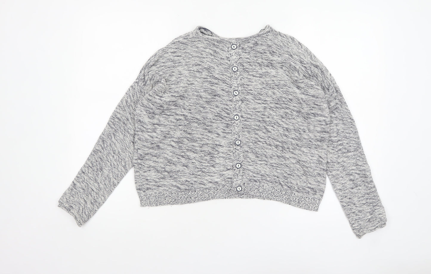 New Look Women's Grey Knit Cotton Button Cardigan Size S