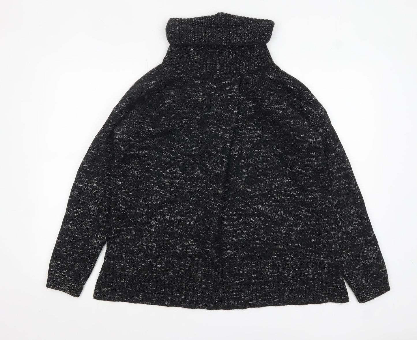 Barbour Women Black Size 14 Roll Neck Chunky Knit Jumper