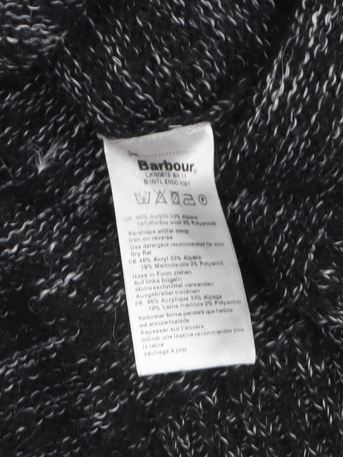 Barbour Women Black Size 14 Roll Neck Chunky Knit Jumper