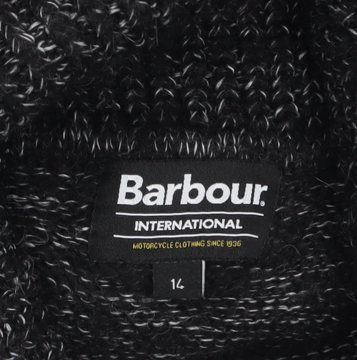 Barbour Women Black Size 14 Roll Neck Chunky Knit Jumper