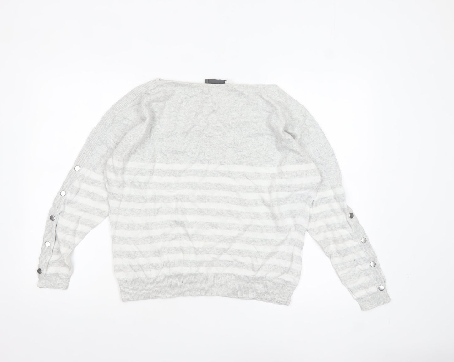 Mint Velvet Women's Grey Striped Boat Neck Pullover Jumper M