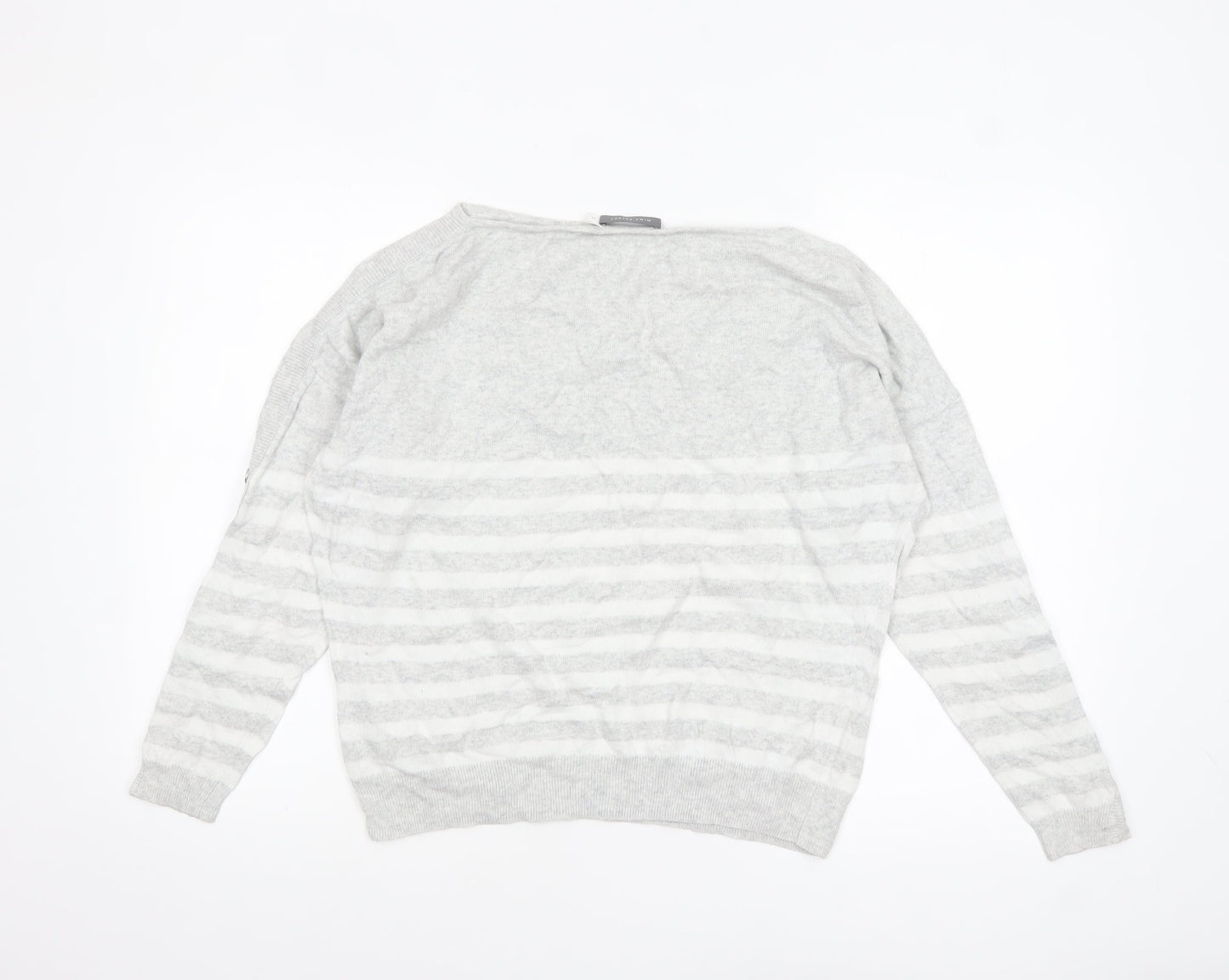Mint Velvet Women's Grey Striped Boat Neck Pullover Jumper M