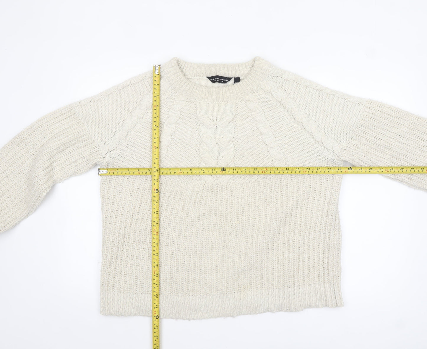 Dorothy Perkins Women’s Ivory Cable Knit Pullover Jumper Size L