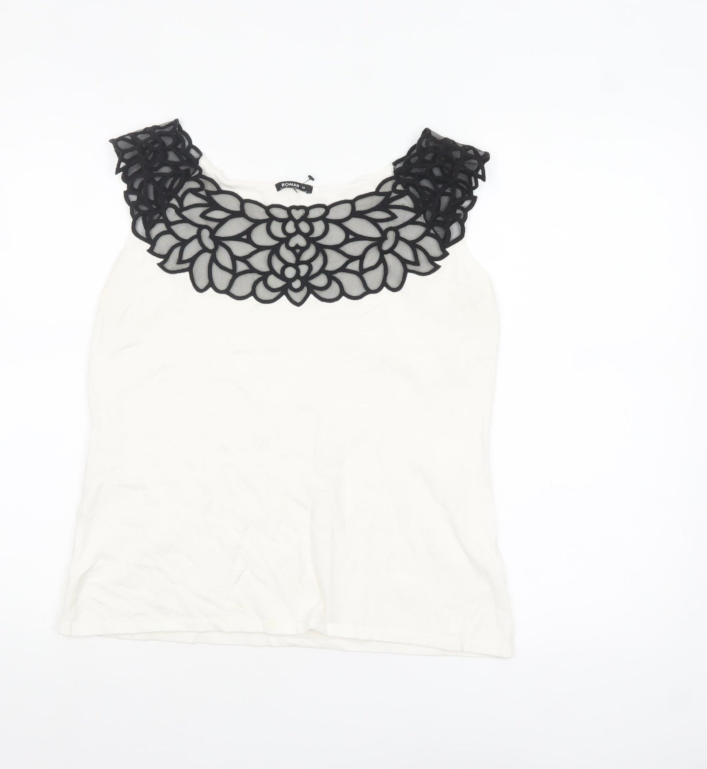 Roman Originals Women's Ivory Lace Neck Sleeveless Camisole Top Size 14