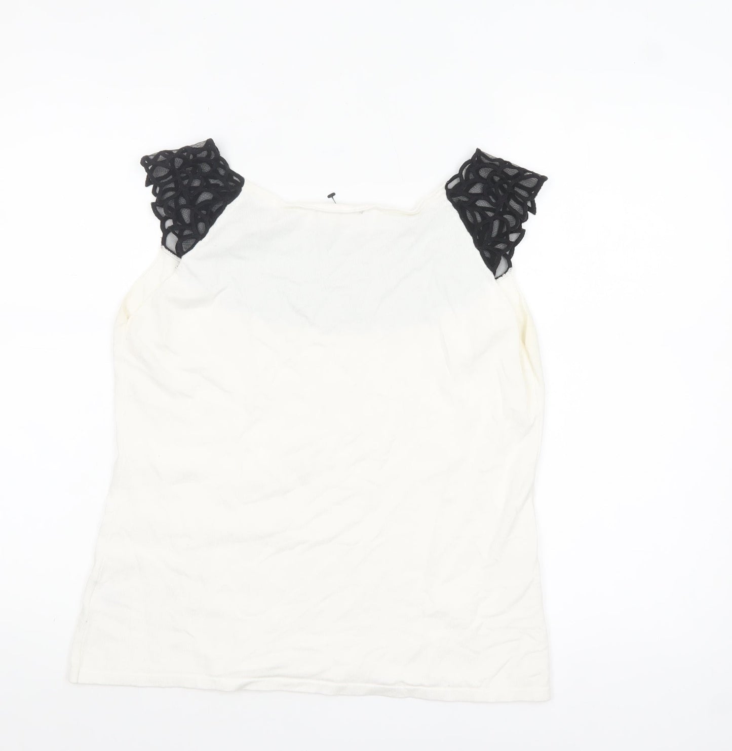 Roman Originals Women's Ivory Lace Neck Sleeveless Camisole Top Size 14