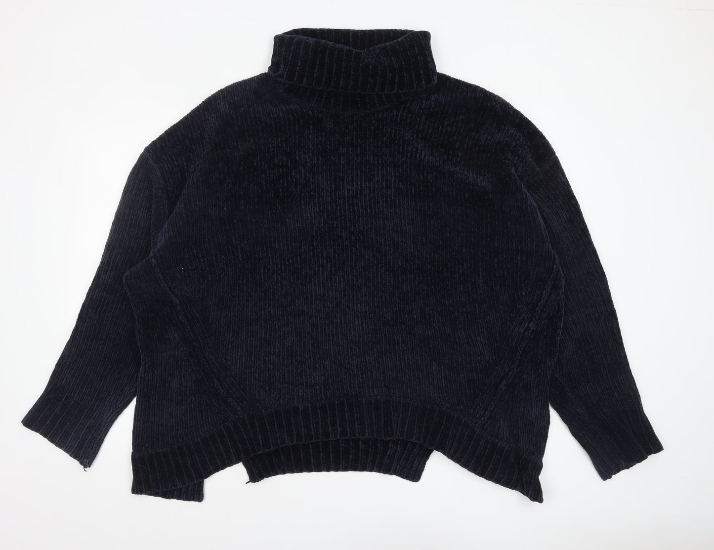 River Island Women’s Blue Roll Neck Chunky Knit Pullover Jumper L
