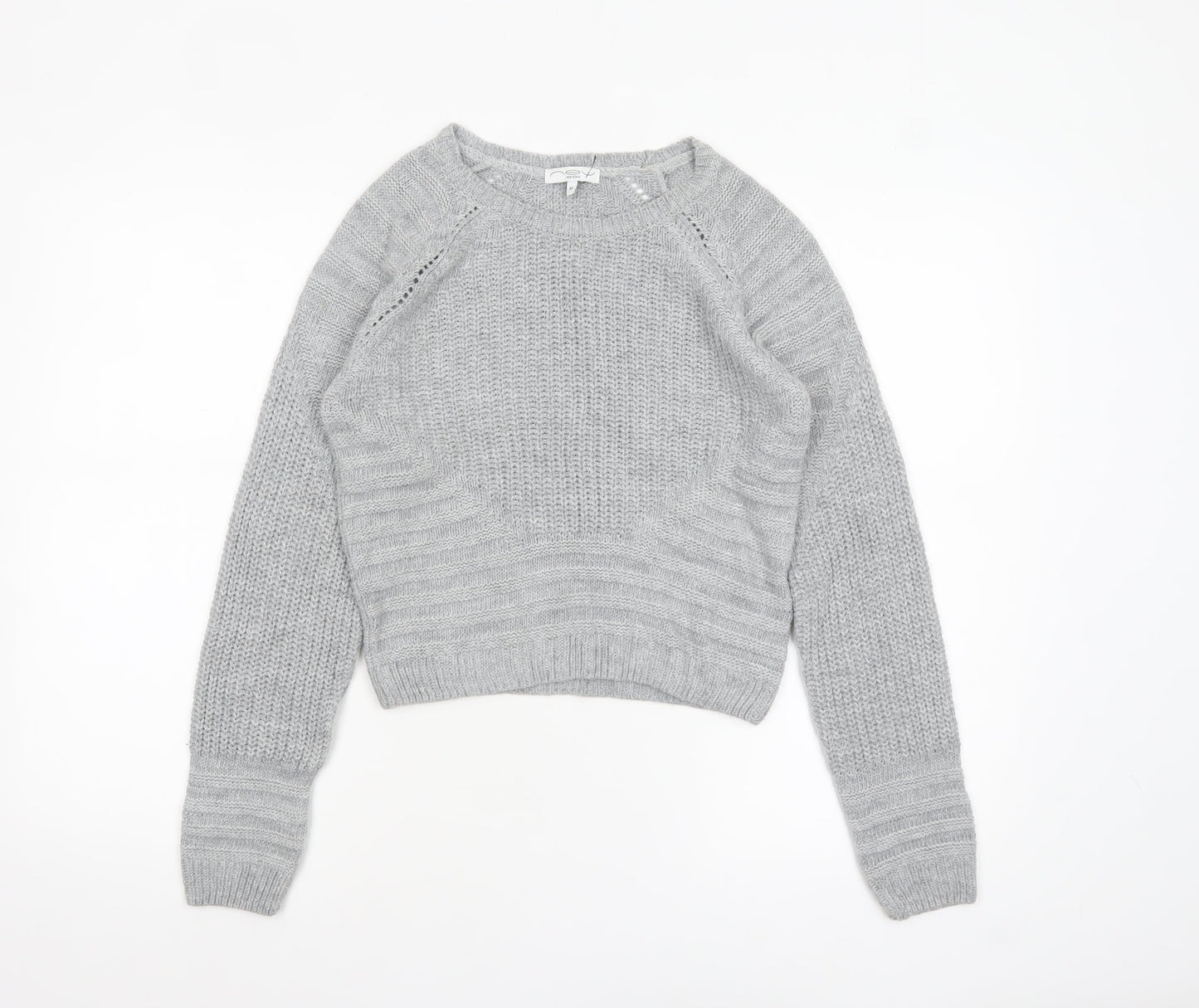 Next Women Grey Size 10 Crew Neck Chunky Knit Jumper