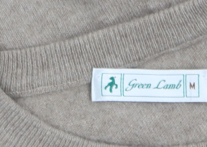 Green Lamb Women Beige Wool Cable-Knit Jumper M