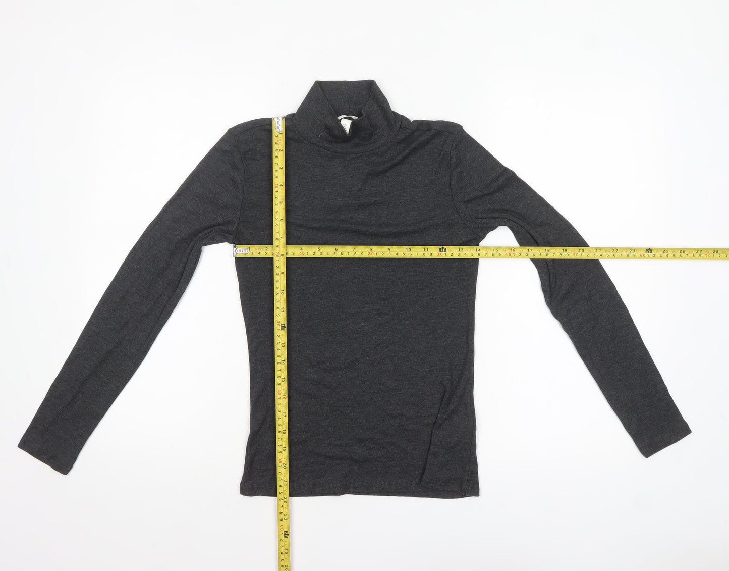 H&M Women’s Grey Roll Neck Long Sleeve Jersey Top Size 8