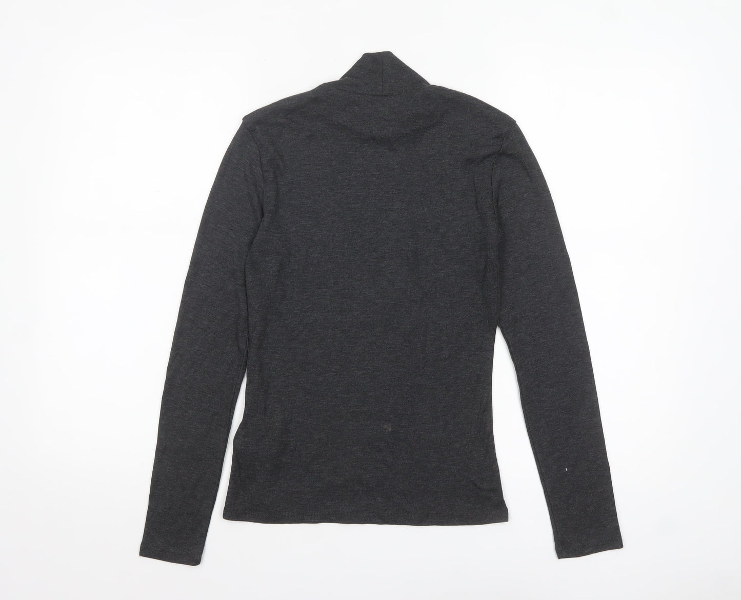 H&M Women’s Grey Roll Neck Long Sleeve Jersey Top Size 8