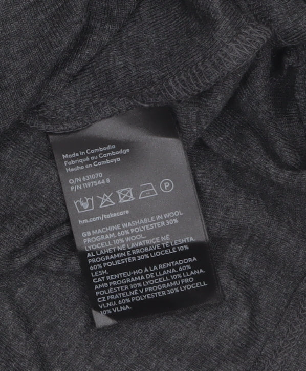 H&M Women’s Grey Roll Neck Long Sleeve Jersey Top Size 8