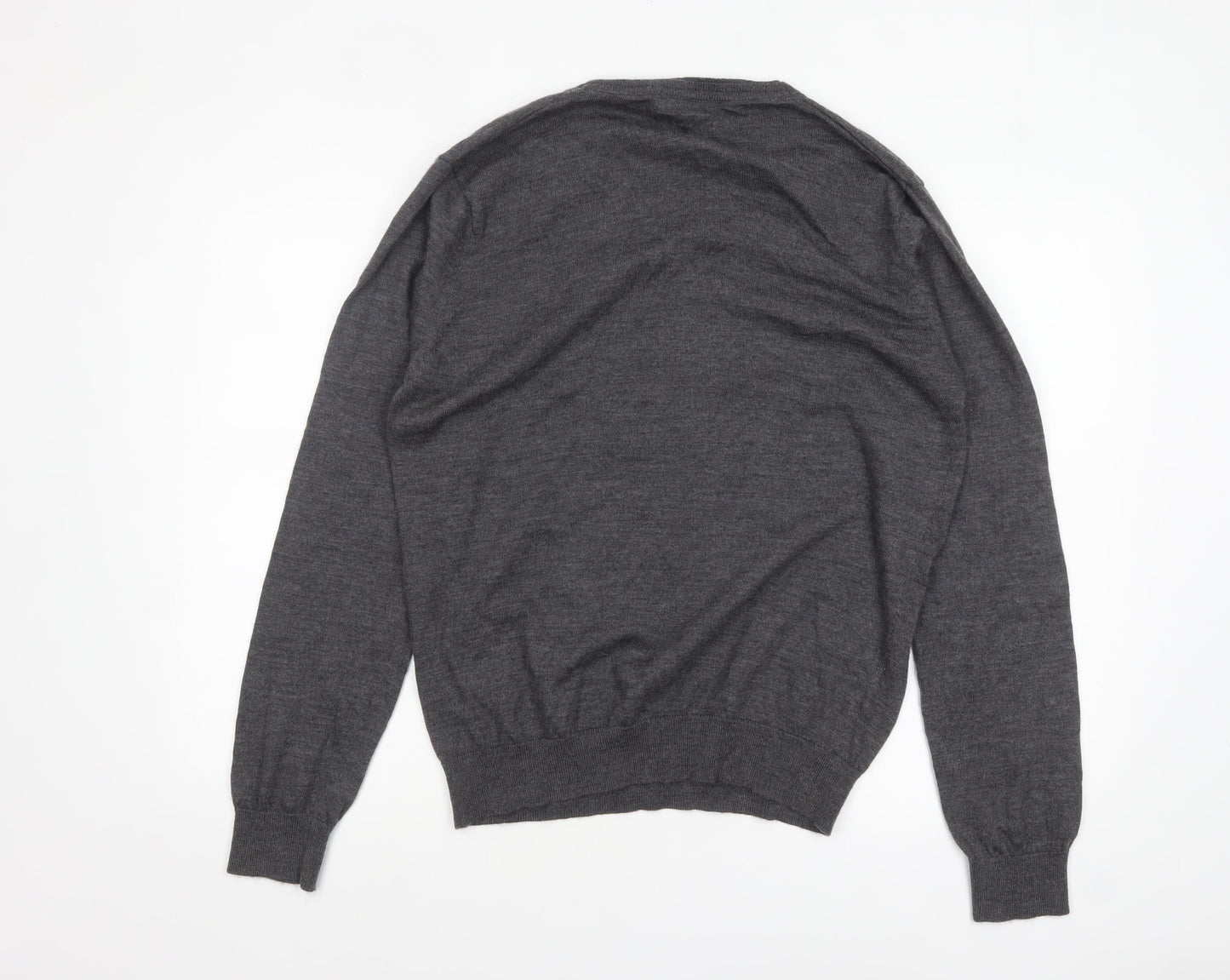 Jeff Banks Men’s Grey XL Wool Henley Jumper Extra Fine Merino