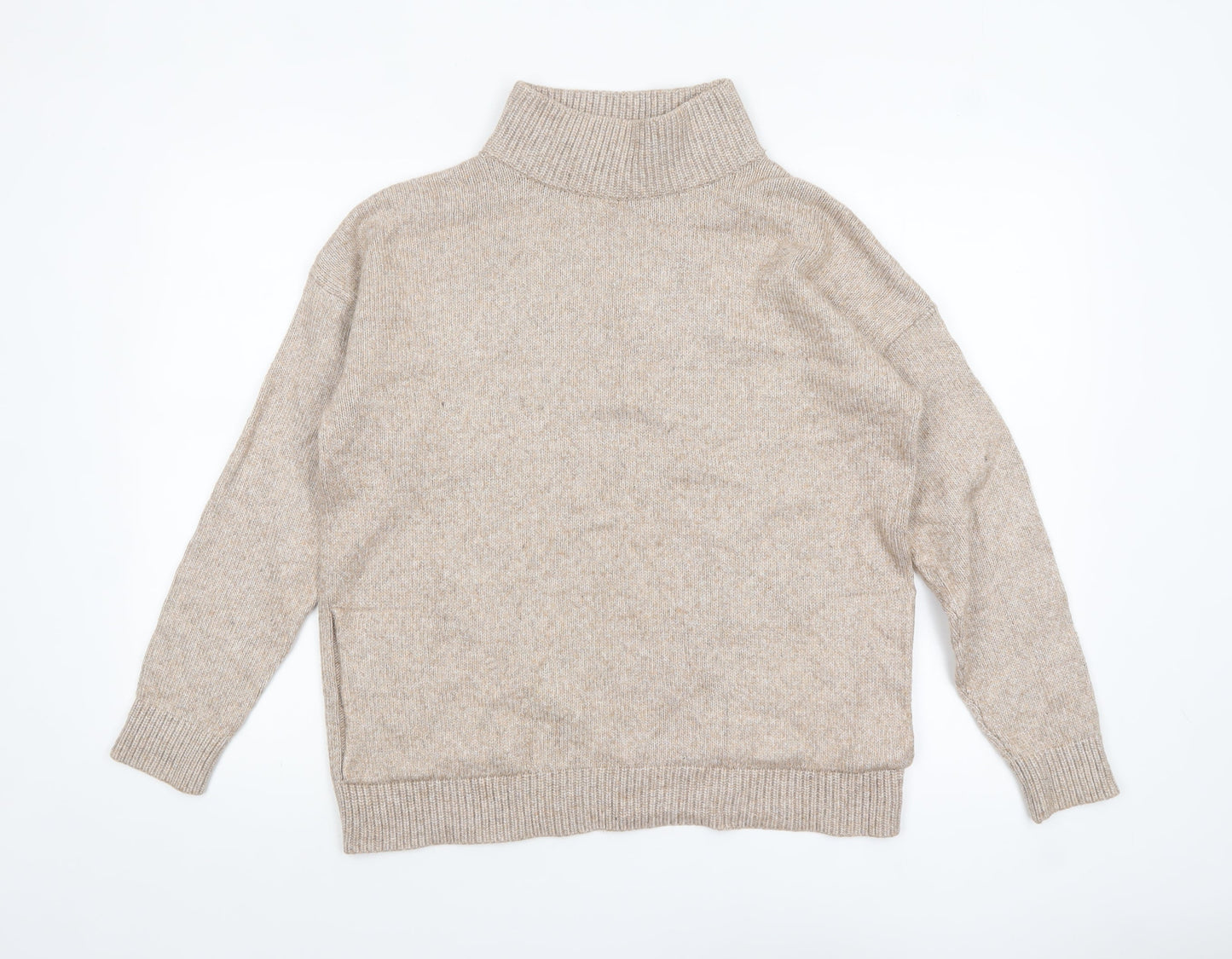 Next Women Beige Roll Neck Knit Jumper Size 14 Regular Fit