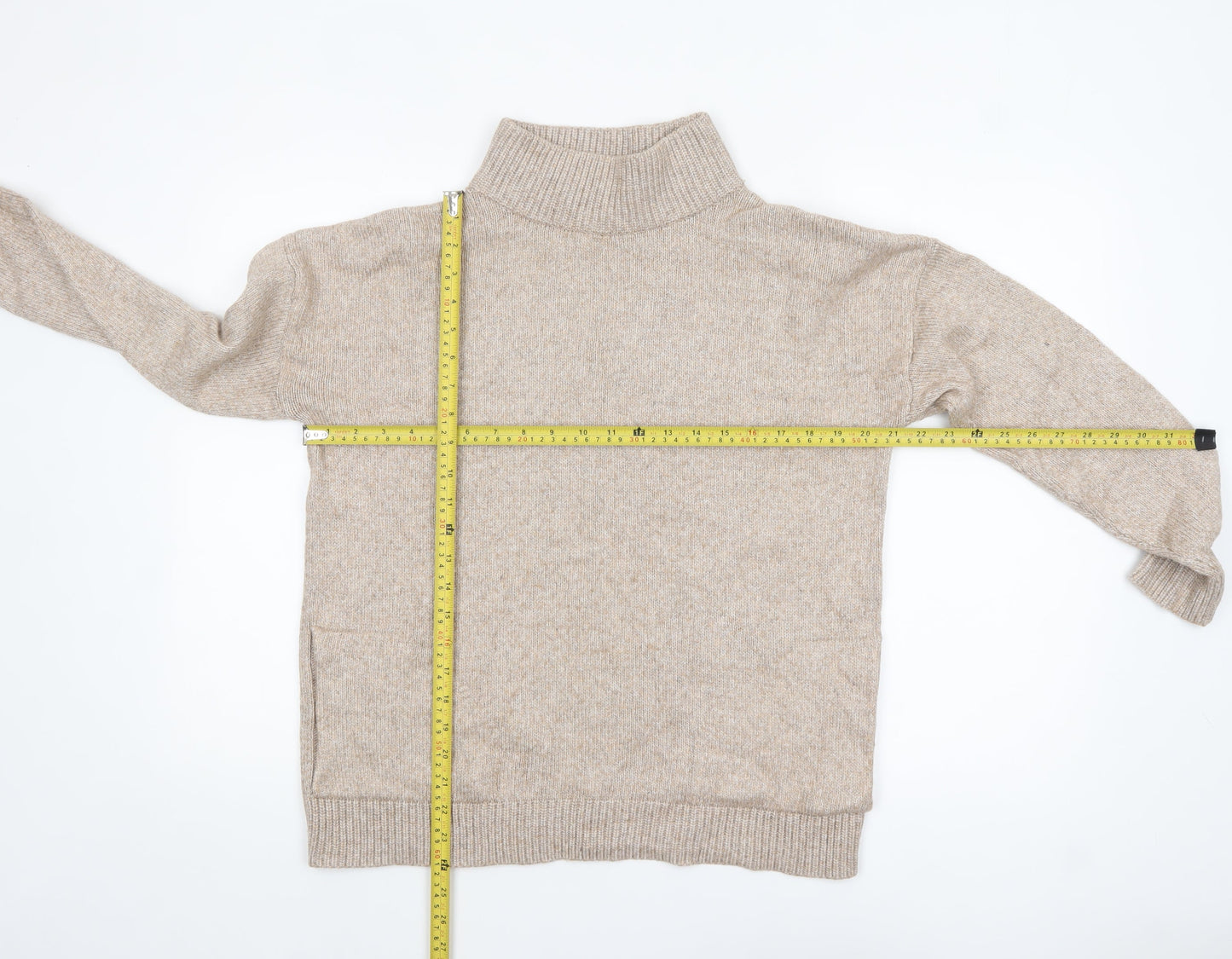 Next Women Beige Roll Neck Knit Jumper Size 14 Regular Fit