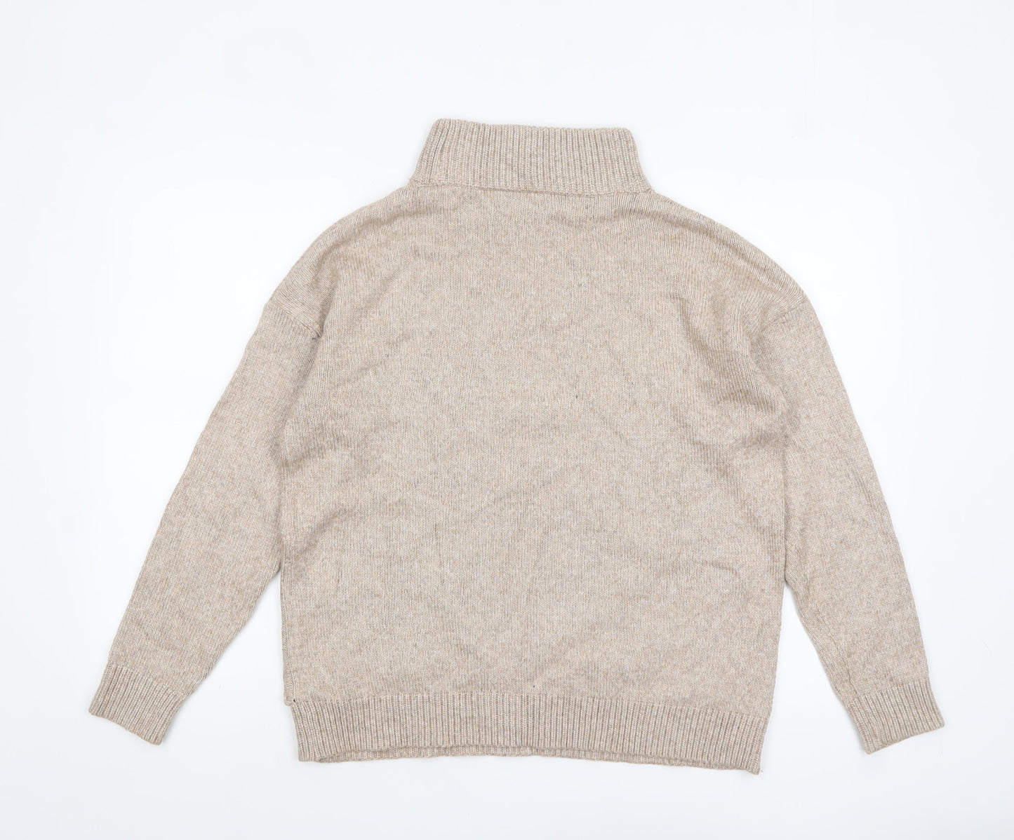 Next Women Beige Roll Neck Knit Jumper Size 14 Regular Fit