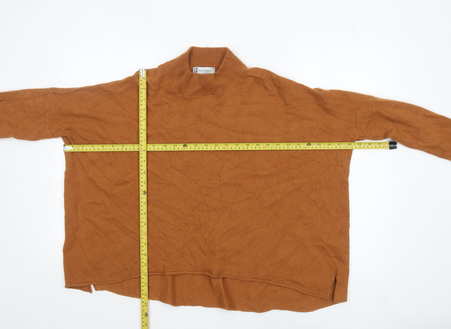 Tif Tiffy Women’s Brown Merino Wool Roll Neck Relaxed Fit Jumper Size S