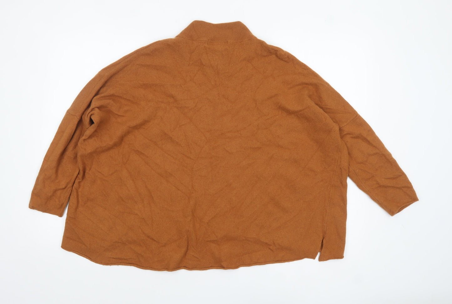 Tif Tiffy Women’s Brown Merino Wool Roll Neck Relaxed Fit Jumper Size S