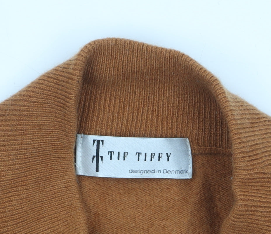 Tif Tiffy Women’s Brown Merino Wool Roll Neck Relaxed Fit Jumper Size S
