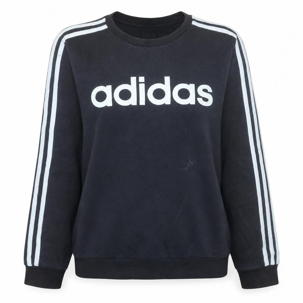 Adidas Women Black S Pullover Sweatshirt Logo Long Sleeve Crew Neck