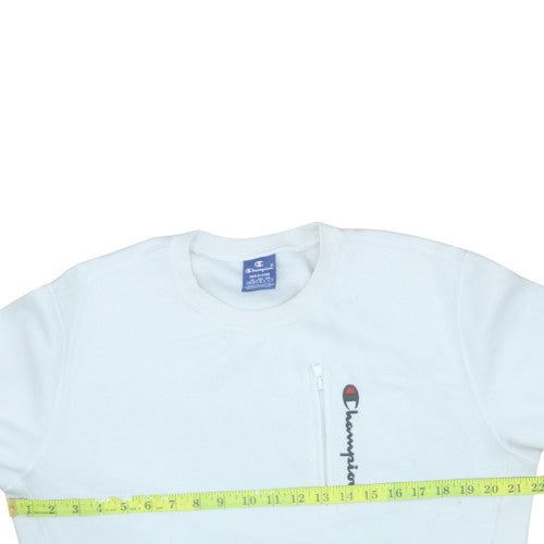 Champion Mens White Medium Crew Neck Pullover Sweatshirt