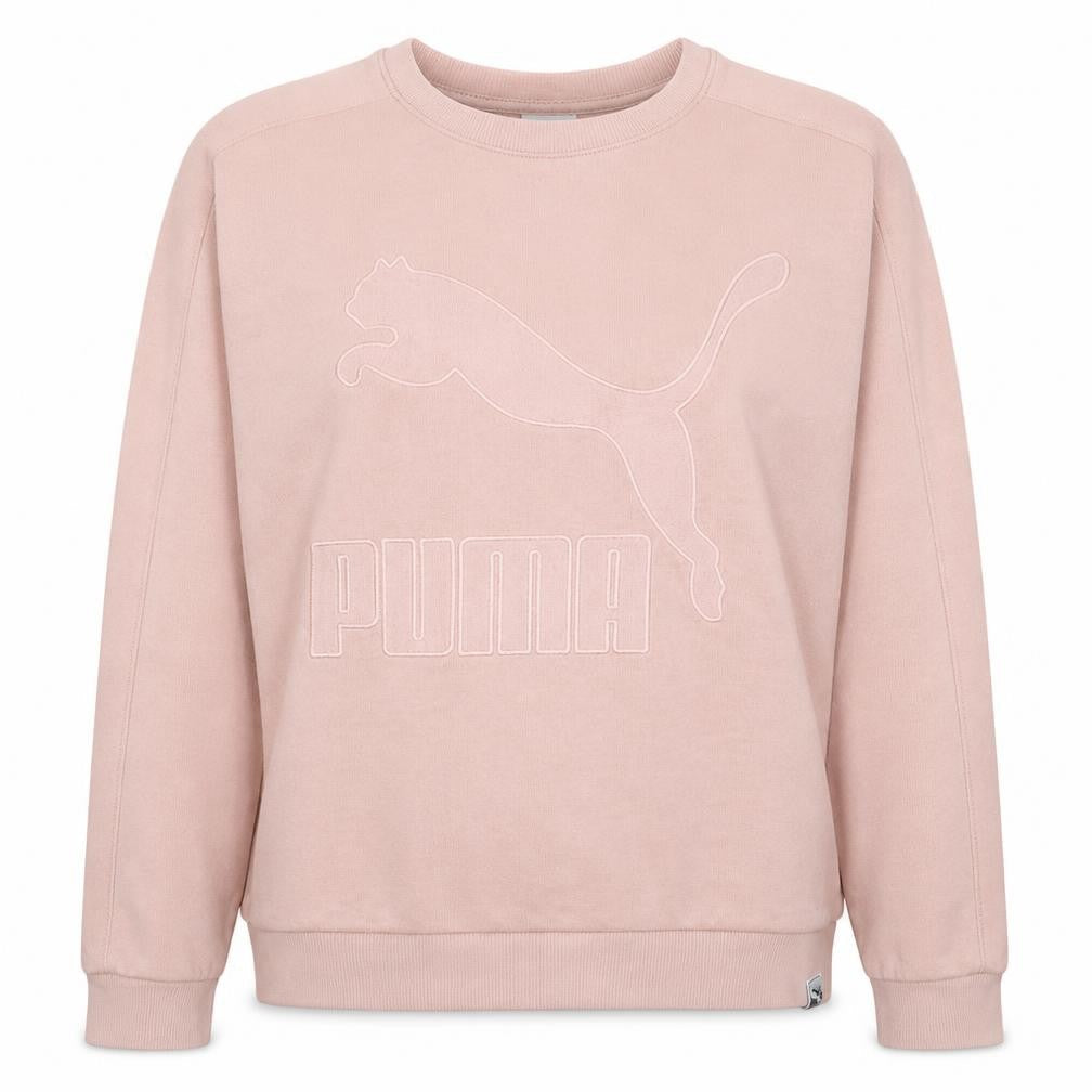 Puma Women Pink Logo Crew Neck Pullover Sweatshirt Size 10