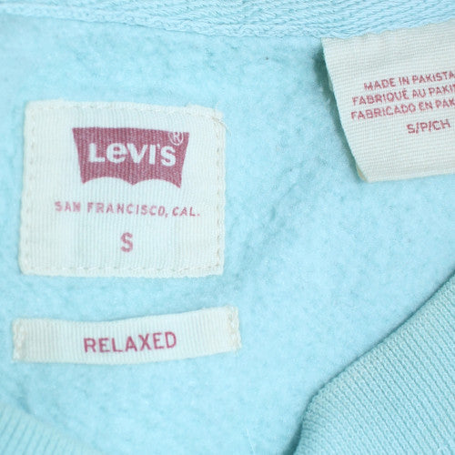 Levi's Women Blue Relaxed Sweatshirt Small Crew Neck Logo Cotton