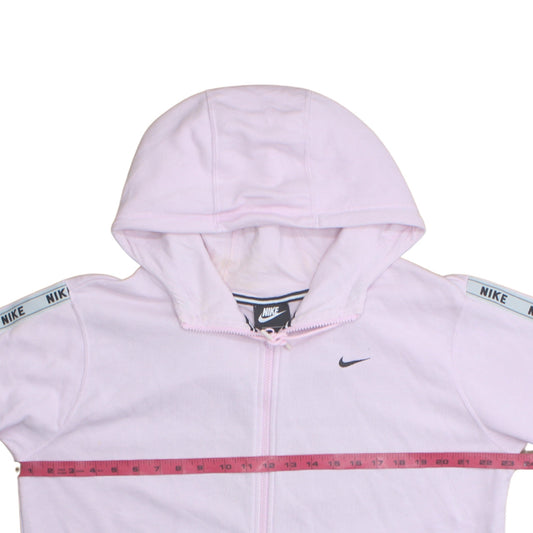 Nike Women Pink Full Zip Hoodie Cotton Blend L Hooded Sweatshirt
