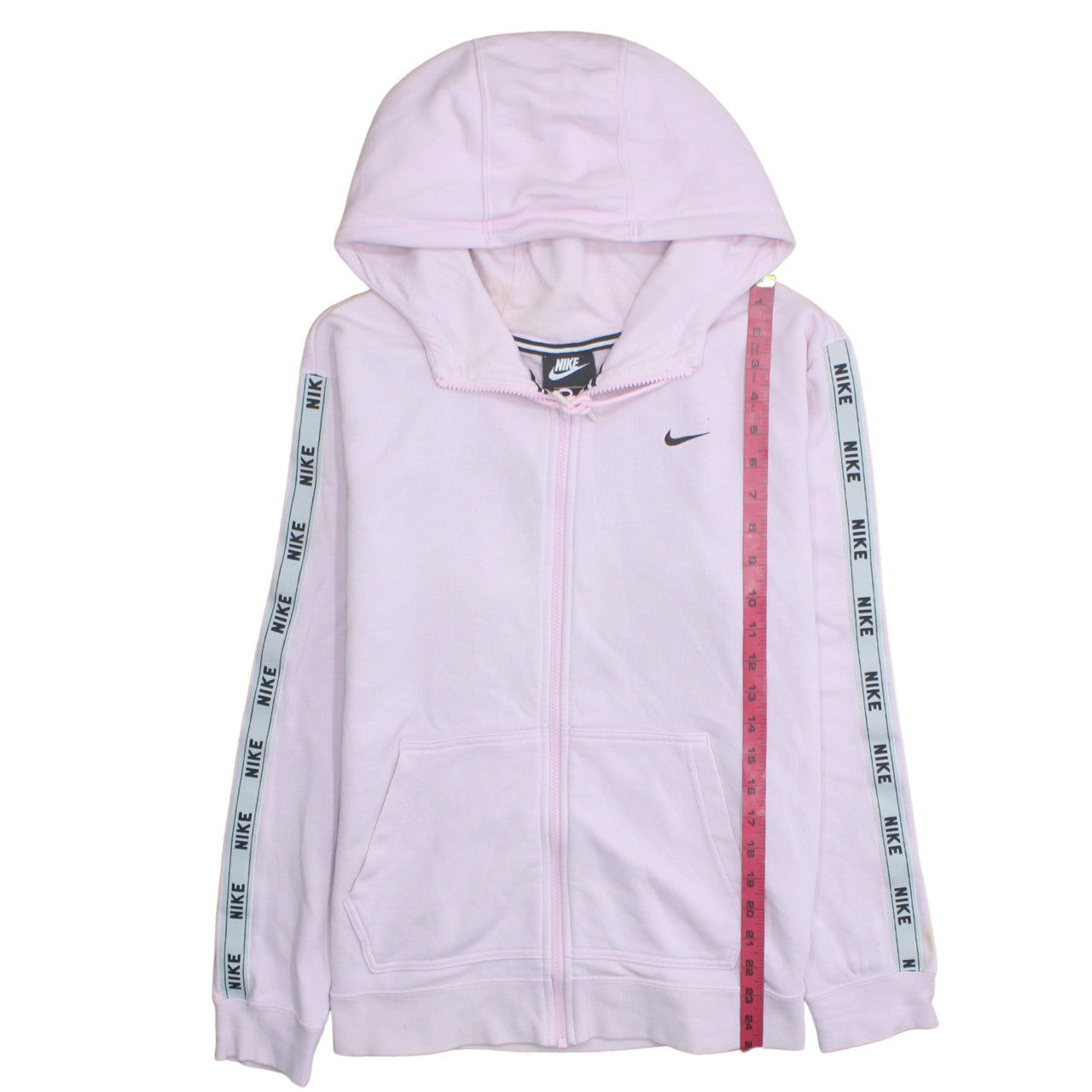 Nike Women Pink Full Zip Hoodie Cotton Blend L Hooded Sweatshirt