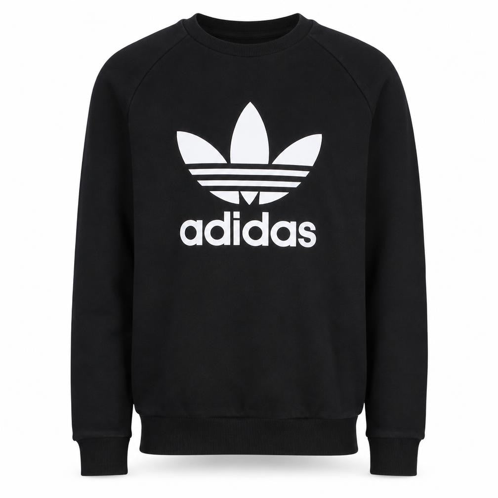 Adidas Mens Black Small Trefoil Logo Pullover Sweatshirt