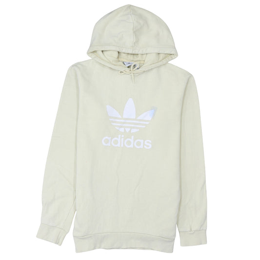 Adidas Men's Beige Pullover Hoodie Small Logo Graphic Fleece