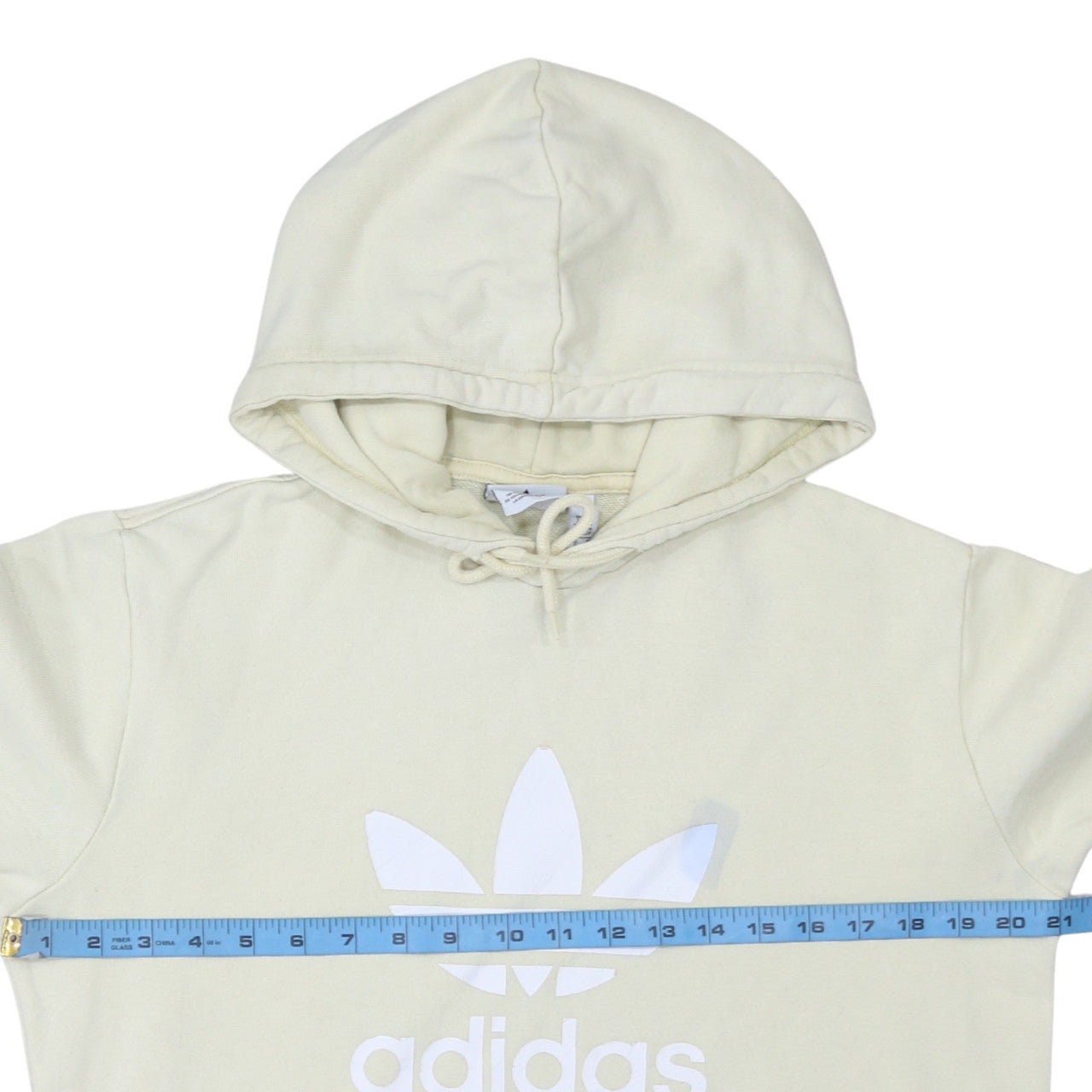 Adidas Men's Beige Pullover Hoodie Small Logo Graphic Fleece